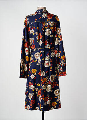 Robe mi-longue imprimé fleurs manches longues bleu FREEMAN T.PORTER femme