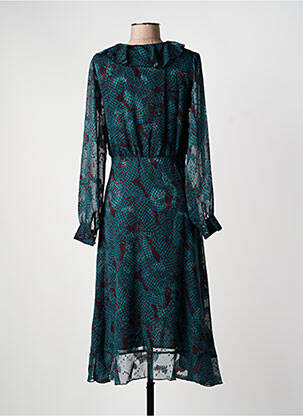 Robe mi-longue manches longues manches longues vert FREEMAN T.PORTER femme