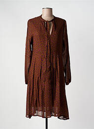 Robe mi-longue manches longues manches longues marron NINATI femme