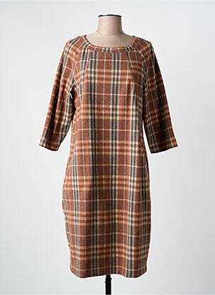 Robe mi-longue manches 3/4 manches 3/4 marron NINATI femme