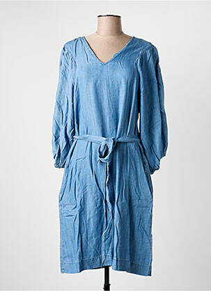 Robe mi-longue manches 3/4 manches 3/4 bleu B.YOUNG femme