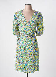 Robe mi-longue imprimé fleurs manches courtes jaune FREEMAN T.PORTER femme
