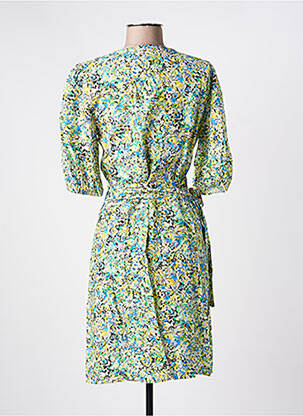 Robe mi-longue imprimé fleurs manches courtes jaune FREEMAN T.PORTER femme