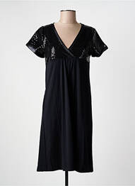 Robe mi-longue manches courtes manches courtes noir HBT femme