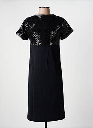 Robe mi-longue manches courtes manches courtes noir HBT femme
