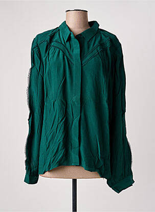 Chemisier tissage crêpe manches longues vert FREEMAN T.PORTER femme