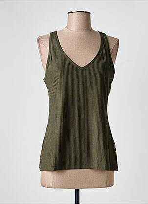 Débardeur col v sans manche vert HBT femme