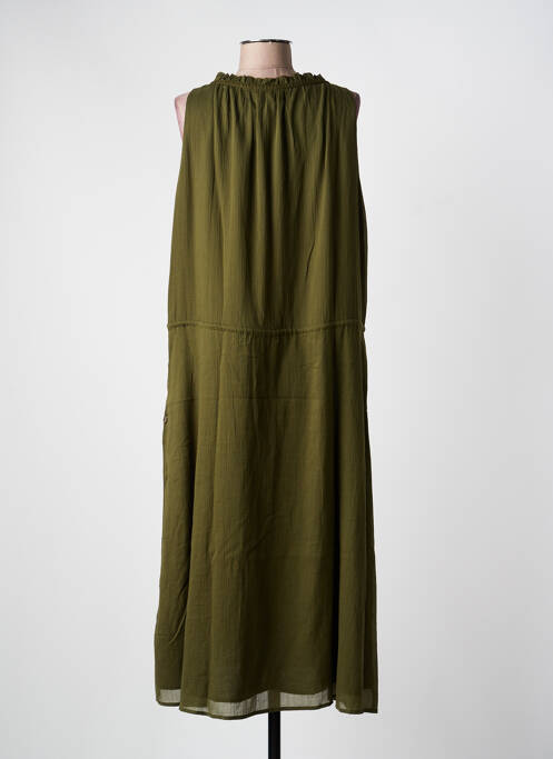 Robe mi-longue tissage crêpe sans manche vert FREEMAN T.PORTER femme