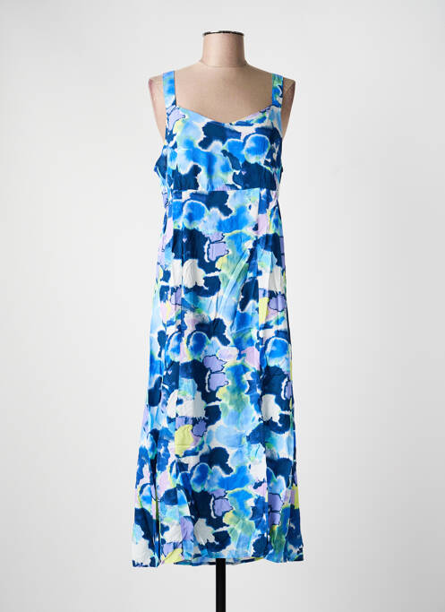 Robe longue imprimé fleurs fines bretelles bleu B.YOUNG femme