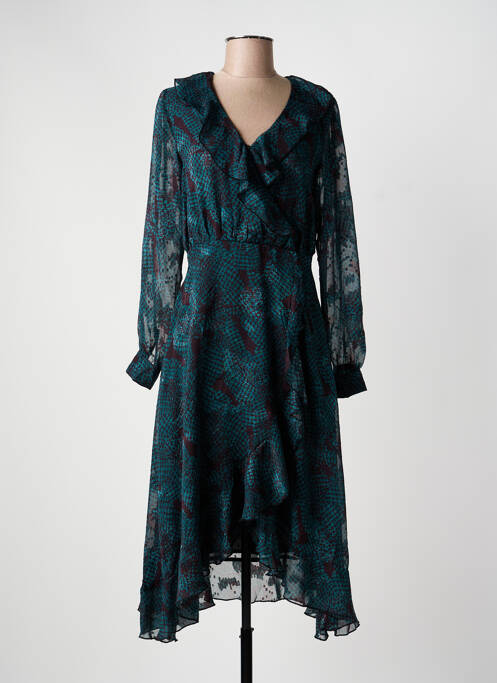 Robe mi-longue manches longues manches longues vert FREEMAN T.PORTER femme