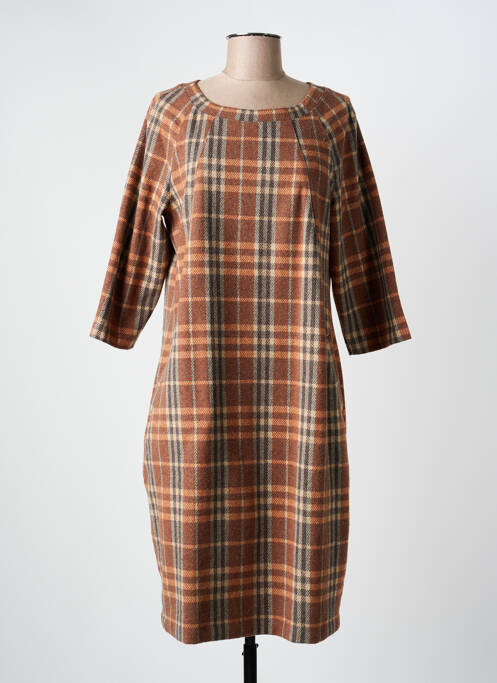 Robe mi-longue manches 3/4 manches 3/4 marron NINATI femme