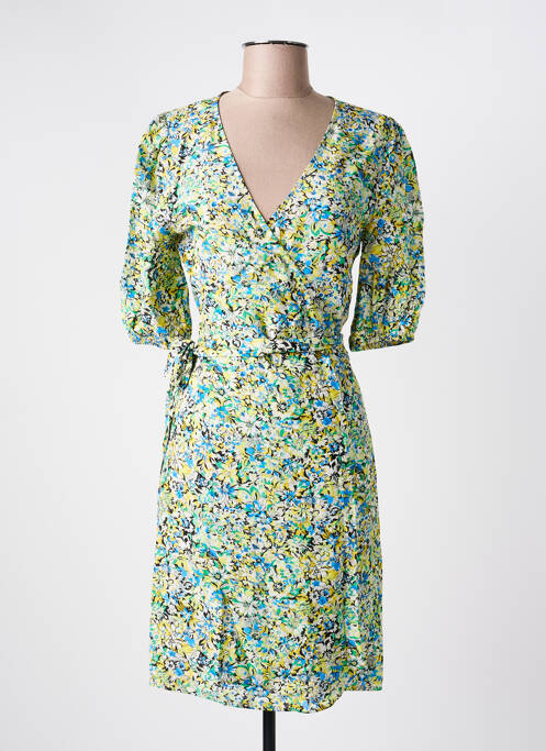 Robe mi-longue imprimé fleurs manches courtes jaune FREEMAN T.PORTER femme