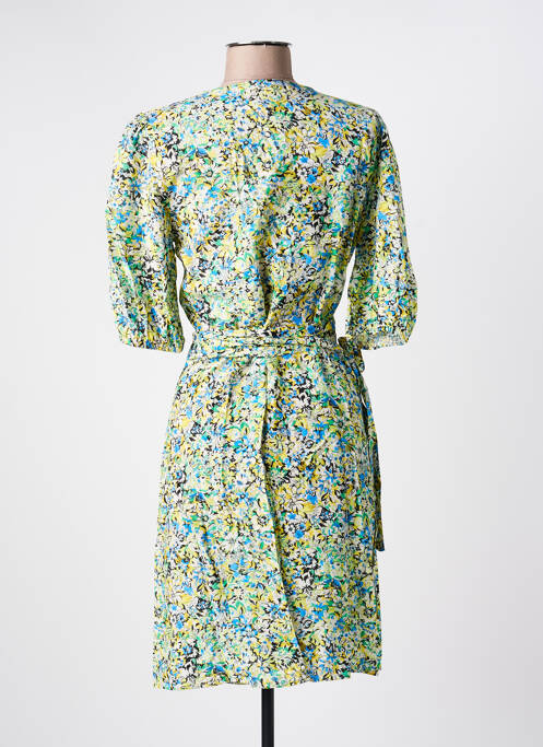 Robe mi-longue imprimé fleurs manches courtes jaune FREEMAN T.PORTER femme