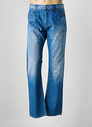 Jeans coupe droite fermeture zippée sous rabat boutonné bleu FREESOUL homme