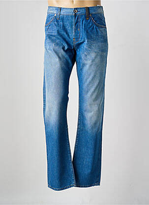 Jeans coupe droite fermeture zippée sous rabat boutonné bleu FREESOUL homme