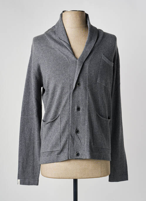 Gilet manches longues col châle gris TTILIKA homme