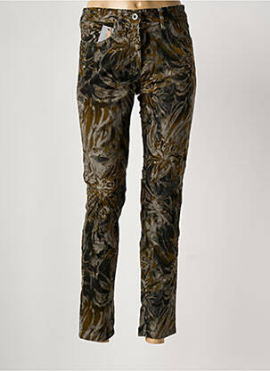 Pantalon slim tissage popeline taille normale vert ZERRES femme