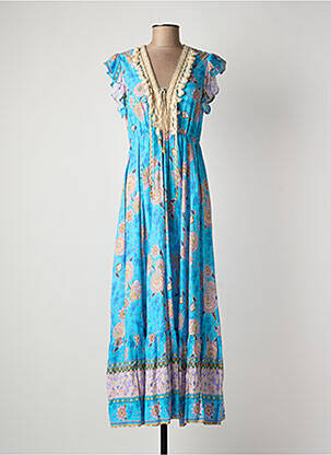 Robe longue manches courtes manches courtes bleu LAST QUEEN femme
