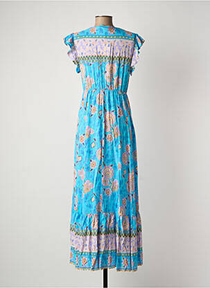 Robe longue manches courtes manches courtes bleu LAST QUEEN femme