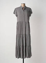 Robe longue imprimé fleurs manches courtes marron LAST QUEEN femme