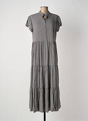 Robe longue manches courtes manches courtes marron LAST QUEEN femme