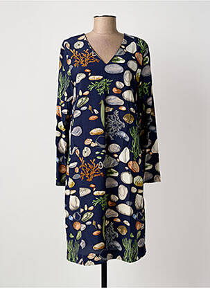 Robe mi-longue imprimé fantaisie manches longues bleu NICE THINGS femme