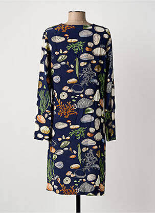 Robe mi-longue imprimé fantaisie manches longues bleu NICE THINGS femme