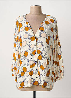 Chemisier imprimé fleurs manches longues beige DES PETITS HAUTS femme