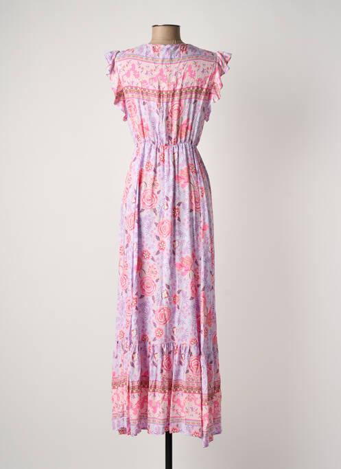 Robe longue imprimé fleurs manches courtes violet LAST QUEEN femme