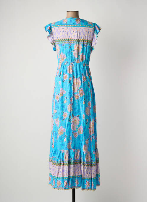 Robe longue imprimé fleurs manches courtes bleu LAST QUEEN femme
