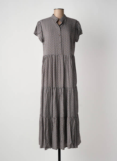 Robe longue coupe évasée manches courtes marron LAST QUEEN femme