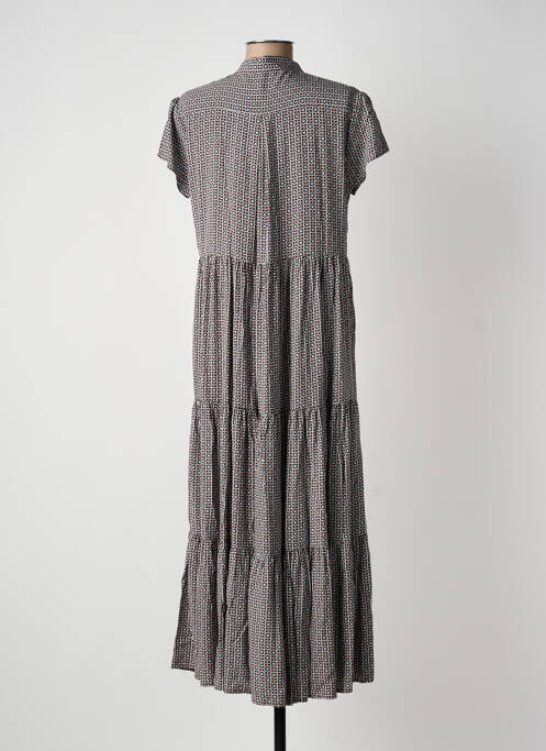 Robe longue coupe évasée manches courtes marron LAST QUEEN femme