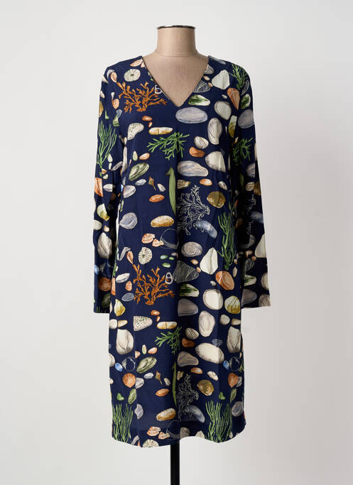 Robe mi-longue imprimé fantaisie manches longues bleu NICE THINGS femme