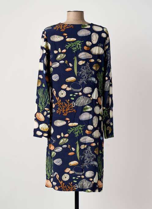 Robe mi-longue imprimé fantaisie manches longues bleu NICE THINGS femme