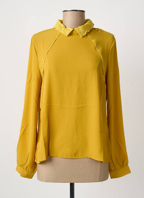 Blouse légère et transparente manches longues jaune JESSY LINE femme