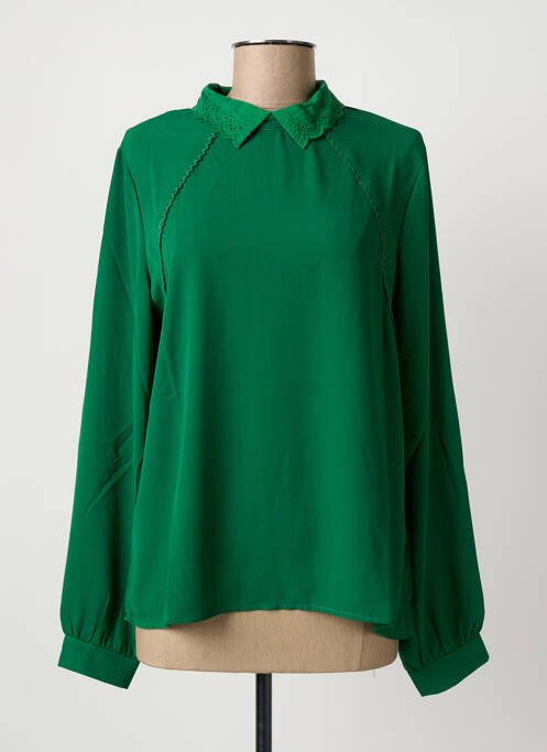 Blouse légère et transparente manches longues vert JESSY LINE femme