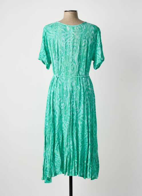 Robe mi-longue tissage crêpe manches courtes vert ORIENTIQUE NATURALLY femme