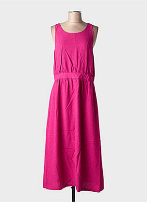 Robe longue tissage crêpe fines bretelles rose SEE U SOON femme