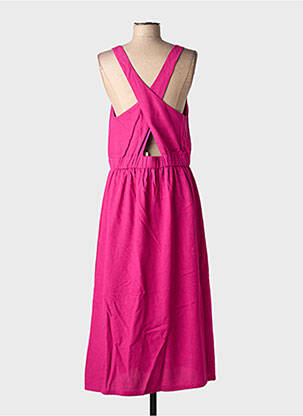 Robe longue tissage crêpe fines bretelles rose SEE U SOON femme