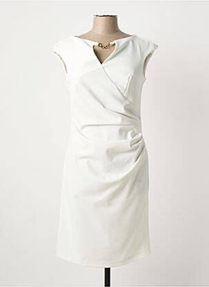 Robe mi-longue tissage crêpe manches courtes blanc RINASCIMENTO femme