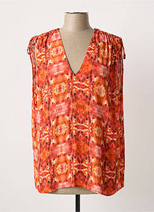 Top imprimé fantaisie manches courtes orange LA FEE MARABOUTEE femme