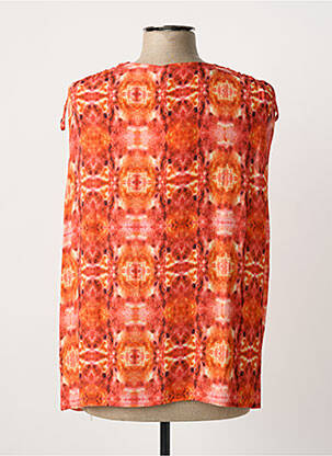 Top imprimé fantaisie manches courtes orange LA FEE MARABOUTEE femme