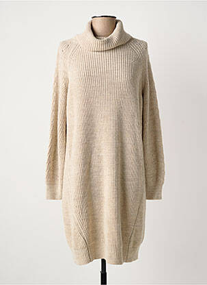 Robe pull coupe droite manches longues beige LA FEE MARABOUTEE femme
