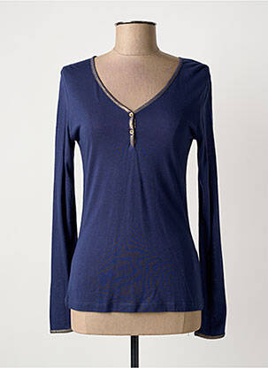 T-shirt manches longues manches longues bleu LA FEE MARABOUTEE femme