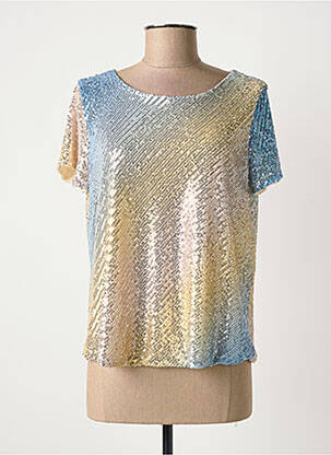 Top stretch manches courtes bleu RINASCIMENTO femme