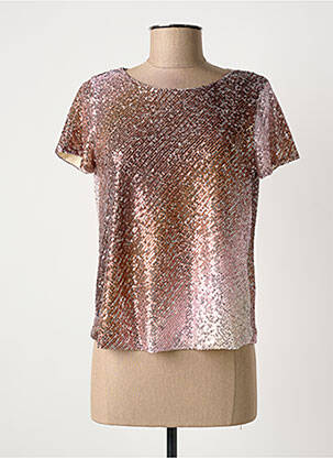 Top stretch manches courtes marron RINASCIMENTO femme
