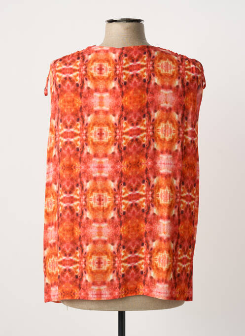 Top imprimé fantaisie manches courtes orange LA FEE MARABOUTEE femme
