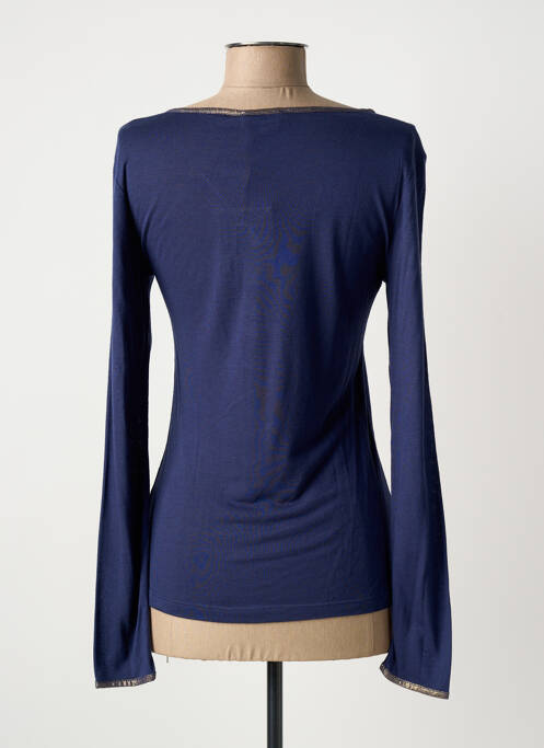 T-shirt col v manches longues bleu LA FEE MARABOUTEE femme