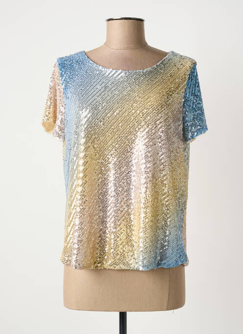 Top stretch manches courtes bleu RINASCIMENTO femme