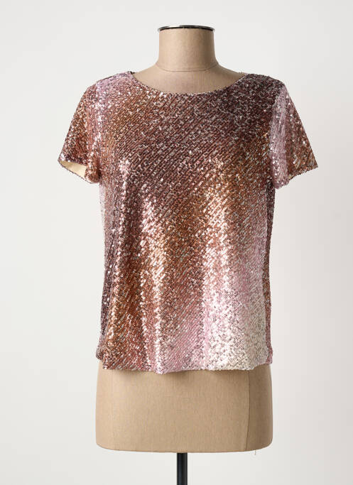 Top stretch manches courtes marron RINASCIMENTO femme